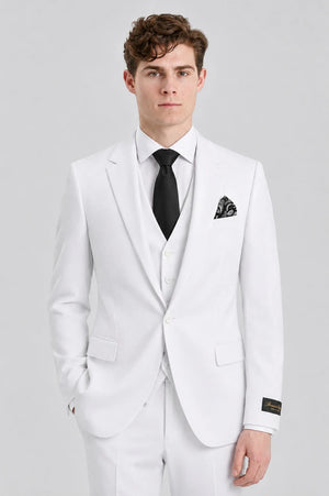 Men's White 3 Piece Tailored Fit Suit