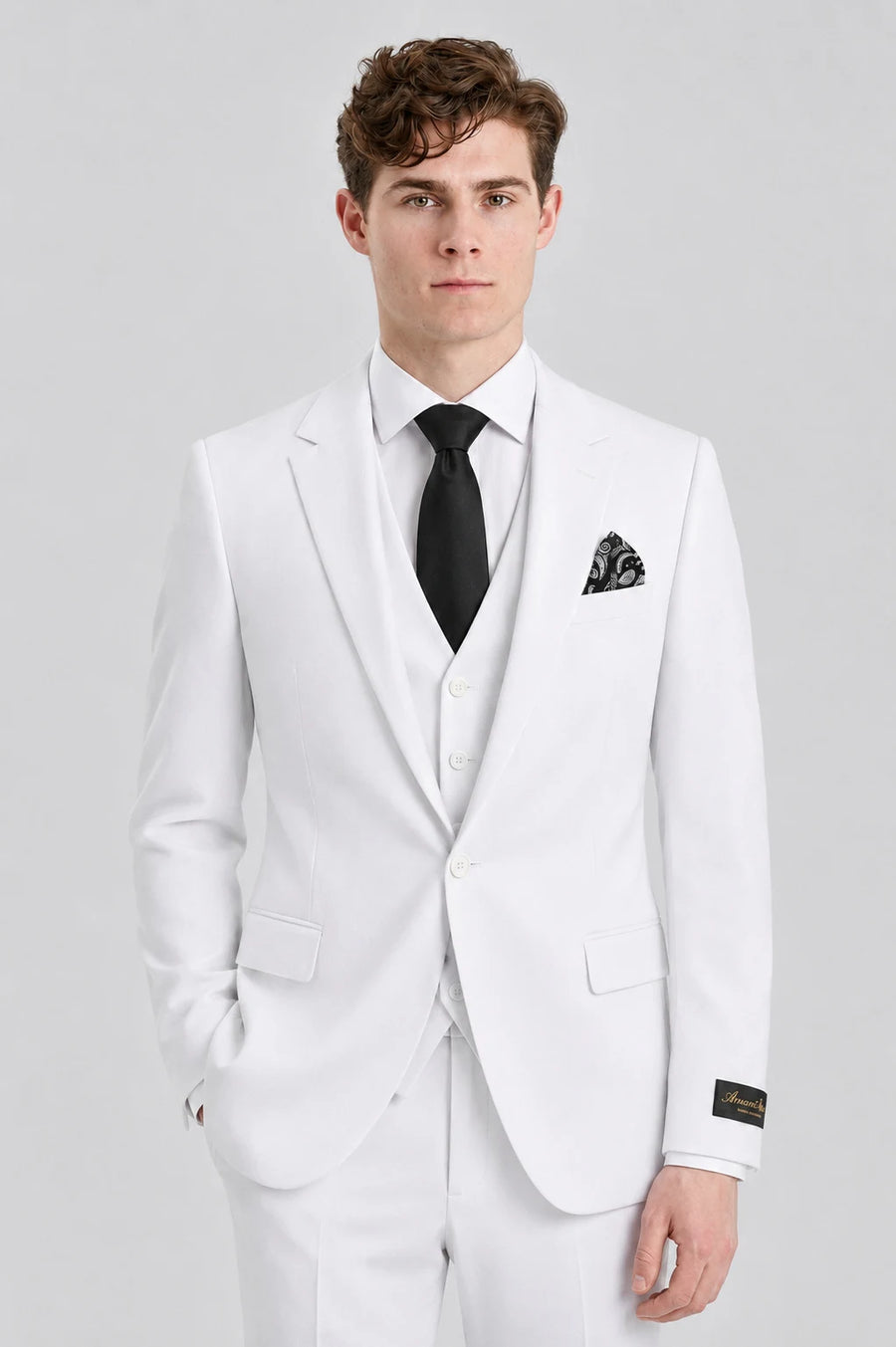 Men's White 3 Piece Tailored Fit Suit