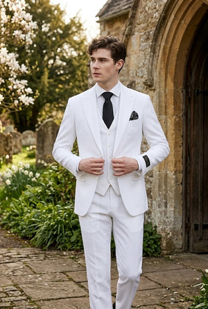 Men's White 3 Piece Tailored Fit Suit