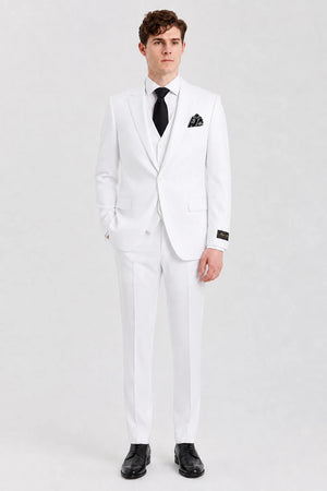 Men's White 3 Piece Tailored Fit Suit