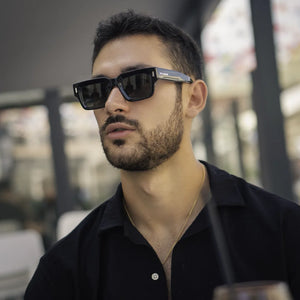 Budapest - Black Rectangle Thick Frame Polarized Sunglasses-TruClothing