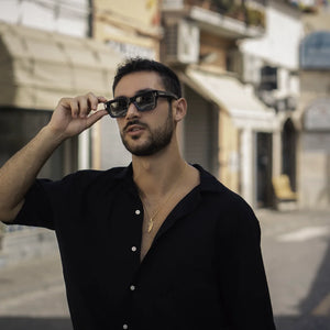 Budapest - Black Rectangle Thick Frame Polarized Sunglasses-TruClothing