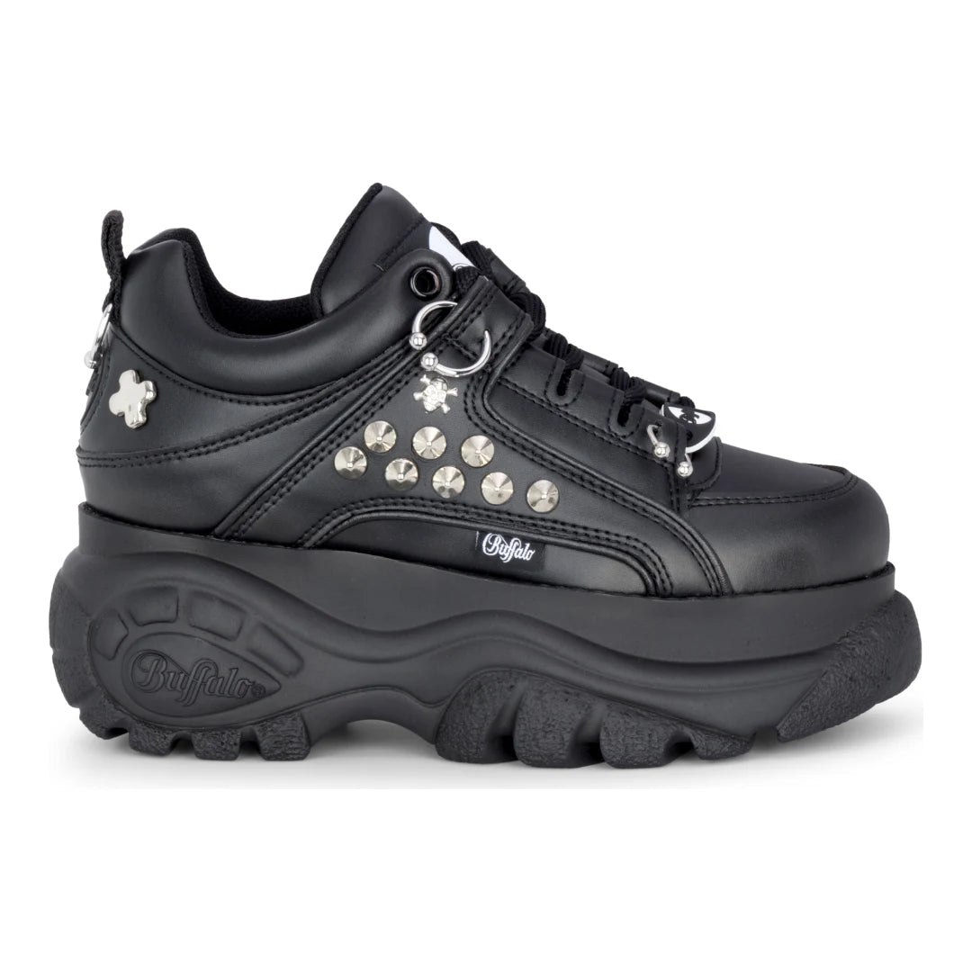 1339-14 PUNK - Women's Black Platform Studded Sneakers-TruClothing