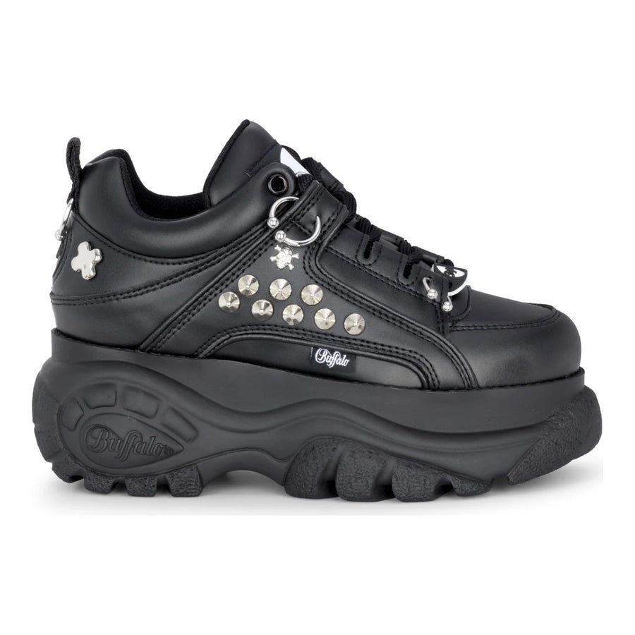 1339-14 PUNK - Women's Black Platform Studded Sneakers-TruClothing