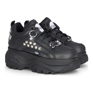 1339-14 PUNK - Women's Black Platform Studded Sneakers-TruClothing