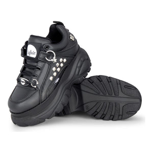 1339-14 PUNK - Women's Black Platform Studded Sneakers-TruClothing