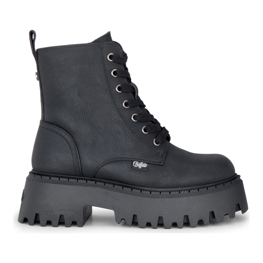 ASPEN LACE UP WARM - Women’s Black Combat Ankle Boots-TruClothing