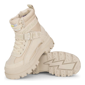ASPHA COM1 - Women’s Beige Combat Platform Boots-TruClothing