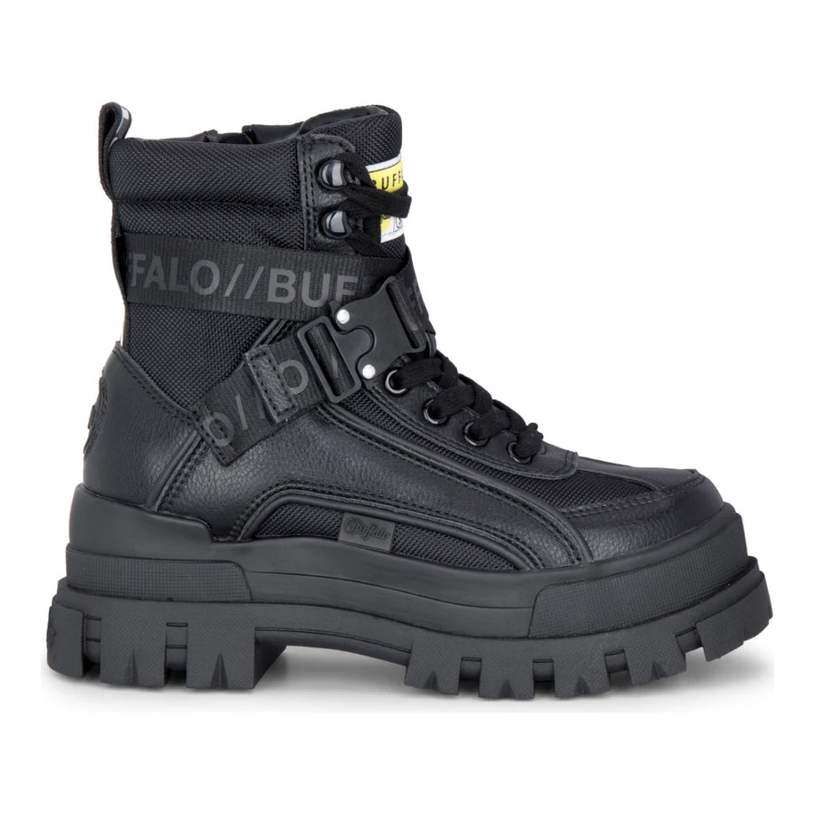 ASPHA COM1 - Women’s Black Combat Platform Boots-TruClothing