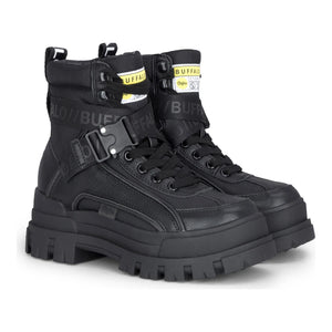 ASPHA COM1 - Women’s Black Combat Platform Boots-TruClothing