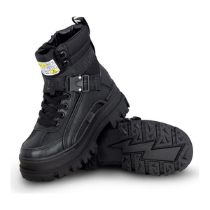 ASPHA COM1 - Women’s Black Combat Platform Boots-TruClothing