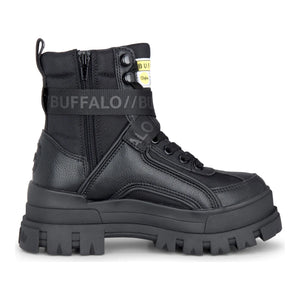 ASPHA COM1 - Women’s Black Combat Platform Boots-TruClothing