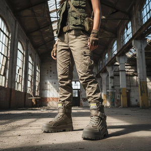 ASPHA COM1 - Women’s Khaki Combat Platform Boots-TruClothing