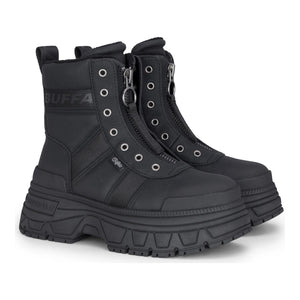 FUSION FRONT ZIP - Women’s Black Front-Zip Platform Boots-TruClothing