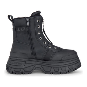 FUSION FRONT ZIP - Women’s Black Front-Zip Platform Boots-TruClothing