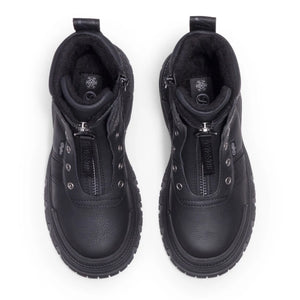 FUSION FRONT ZIP - Women’s Black Front-Zip Platform Boots-TruClothing