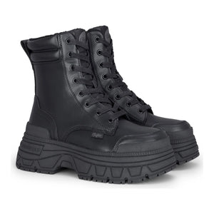FUSION LACE UP MID - Women’s Black Mid-Ankle Platform Boots-TruClothing