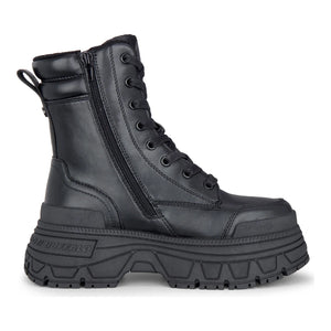 FUSION LACE UP MID - Women’s Black Mid-Ankle Platform Boots-TruClothing