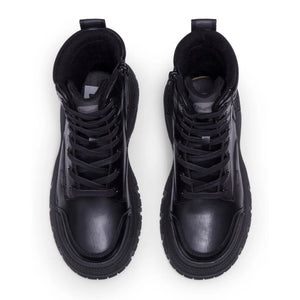 FUSION LACE UP MID - Women’s Black Mid-Ankle Platform Boots-TruClothing