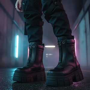 GOSPHER ZIP BOOT - Women’s Black Front-Zip Ankle Boots-TruClothing