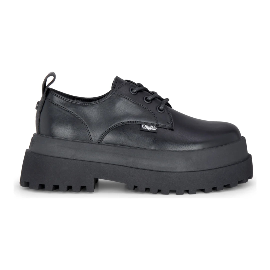 PLUTO LACE UP - Women’s Black Lace-Up Platform Shoes-TruClothing