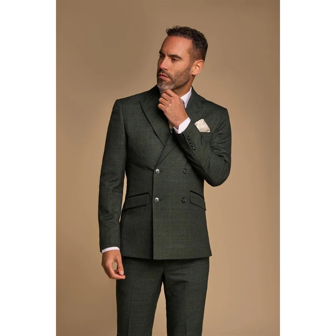 Caridi – Zweiteiliger olivgrüner Zweireiher-Anzug für Herren