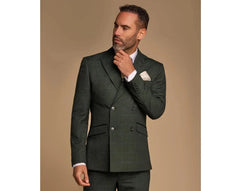 Caridi - Blazer croisé vert olive pour homme
