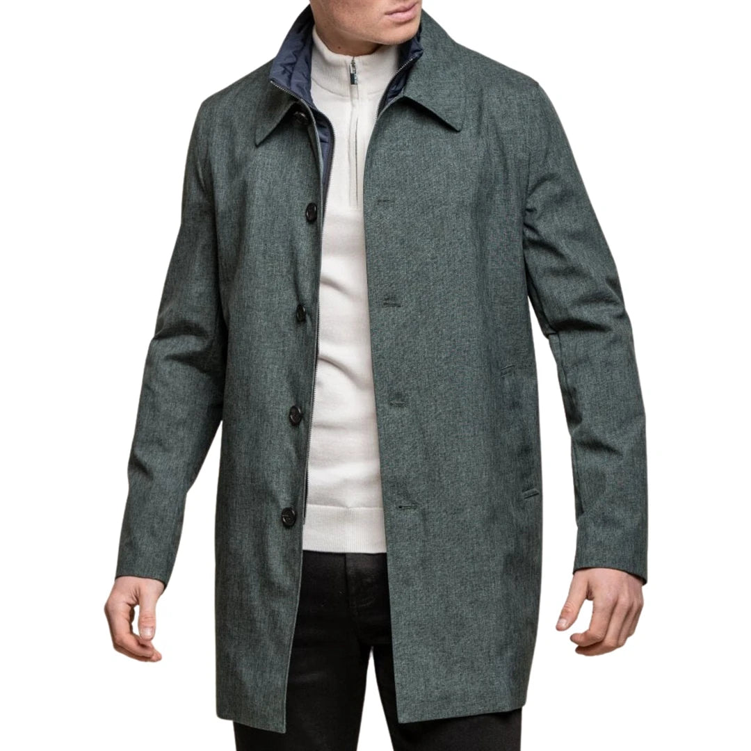 Chaqueta de abrigo elegante de Brando Mac para hombre botón de cremallera de cuello