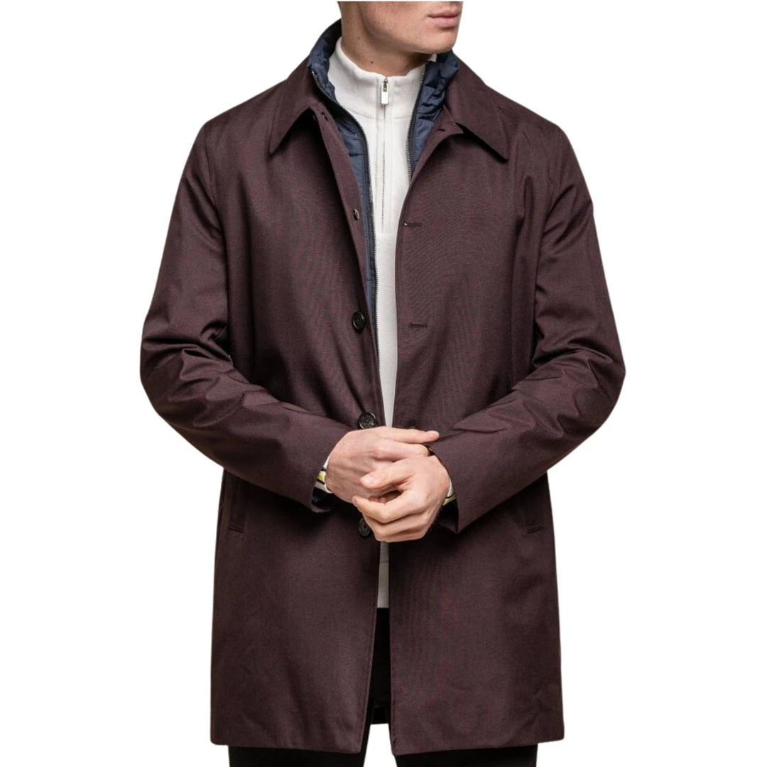 Manteau 3/4 pour homme pardessus style Mac Brando haut col fermeture éclair et boutons