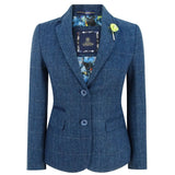 Carnegi - Women Navy Blue Blazer Tweed Check 1920's Peaky Blinders - House of Cavani - 1