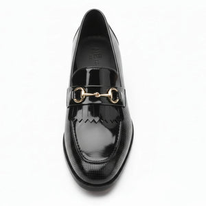 Men’s Black Patent PU Slip On Loafers-TruClothing
