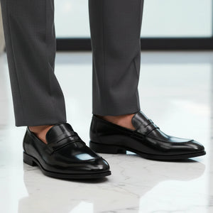 Men’s Faux Leather Slip On Penny Loafers-TruClothing