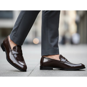 Men’s Faux Leather Slip On Penny Loafers-TruClothing
