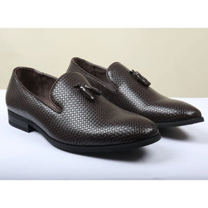 Men's Leather Lined Tassel Pattern Loafers-TruClothing