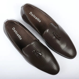 Men's Leather Lined Tassel Pattern Loafers-TruClothing