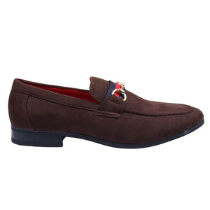 Men's Suede Leather Lined Gold Buckle Loafers-TruClothing