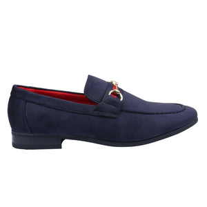 Men's Suede Leather Lined Gold Buckle Loafers-TruClothing