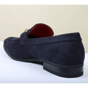 Men's Suede Leather Lined Gold Buckle Loafers-TruClothing