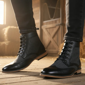 Men’s Wingtip Brogue Ankle Boots-TruClothing