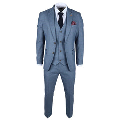 Earl - Men's 3 Piece Blue Checked Suit