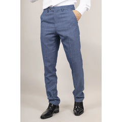 Earl - Pantalon à carreaux bleu pour homme