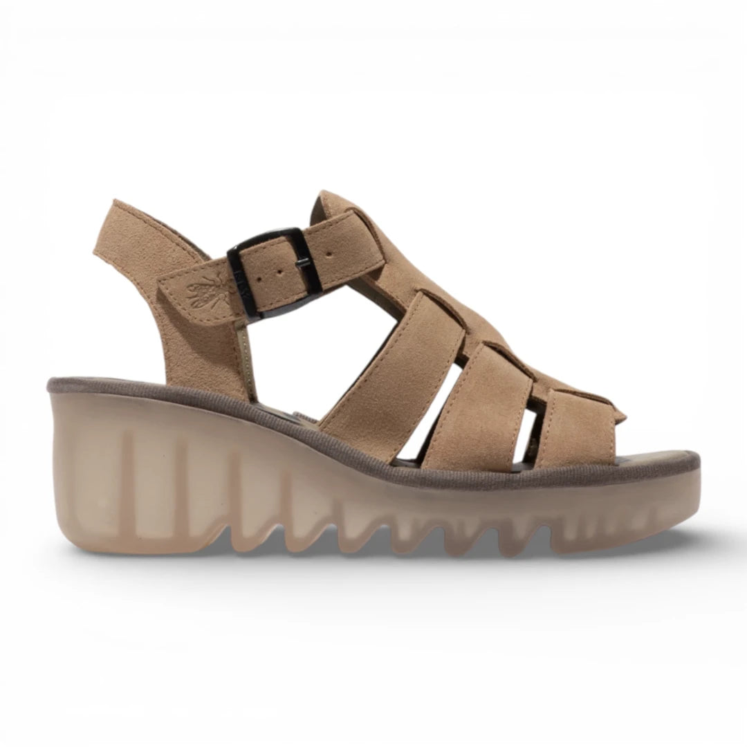 BAIC621FLY - Women’s Taupe Suede Leather Wedge Sandals