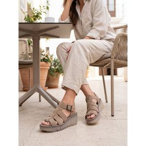 BAIC621FLY - Women’s Taupe Suede Leather Wedge Sandals