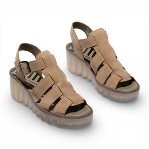 BAIC621FLY - Women’s Taupe Suede Leather Wedge Sandals