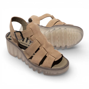 BAIC621FLY - Women’s Taupe Suede Leather Wedge Sandals