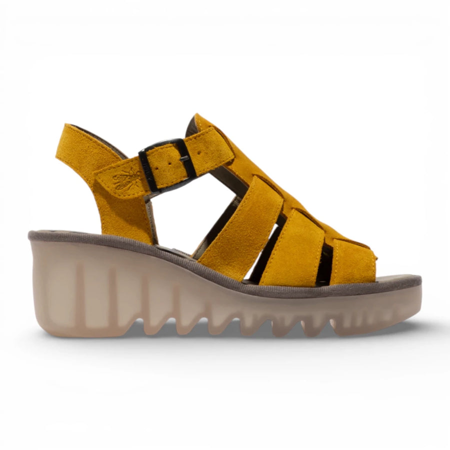 BAIC621FLY - Women’s Yellow Leather Wedge Sandals
