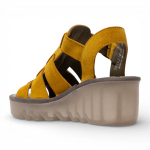 BAIC621FLY - Women’s Yellow Leather Wedge Sandals