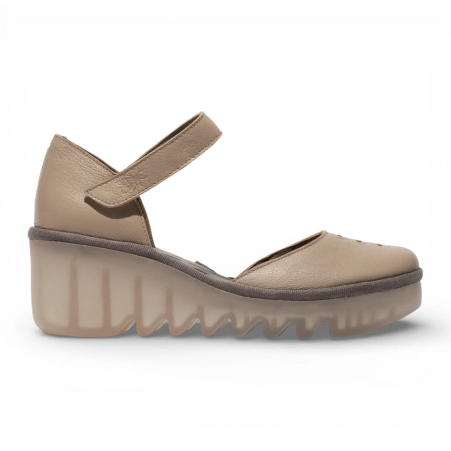 BISO305FLY - Women’s Taupe Leather Wedge Sandals