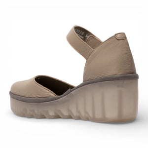 BISO305FLY - Women’s Taupe Leather Wedge Sandals