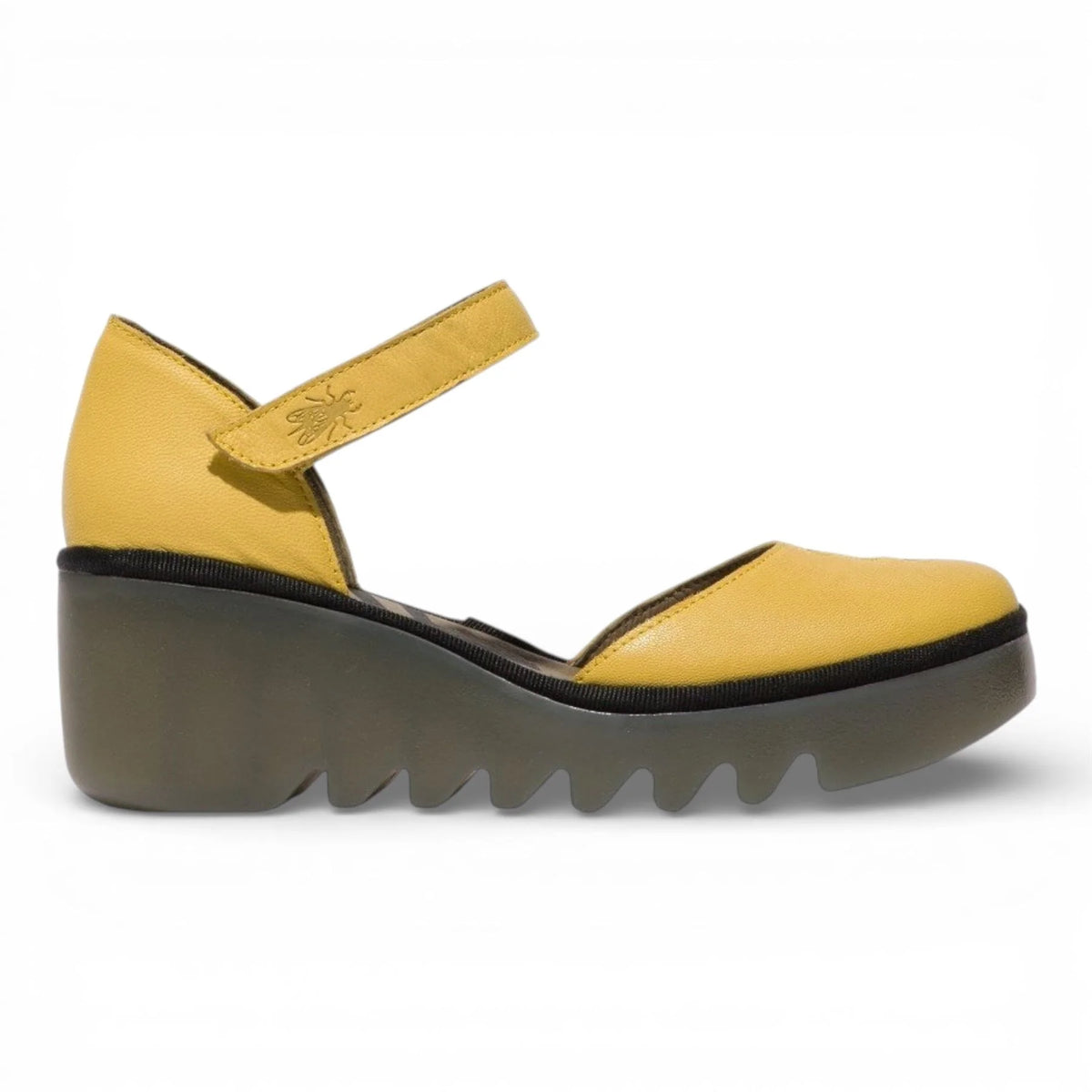 BISO305FLY - Sandalias de cuña de cuero amarillas para mujer